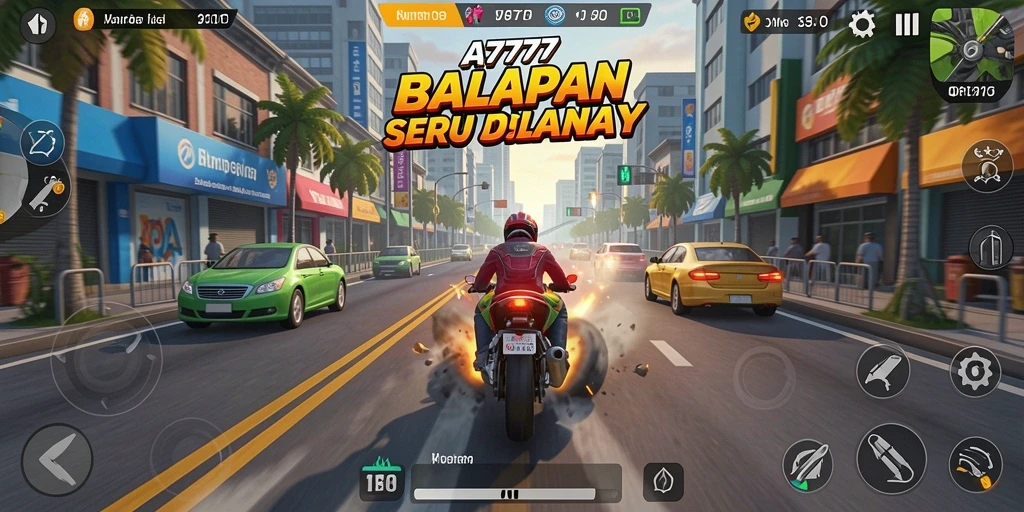 Gambaran gameplay seru dari A7777 yang menghadirkan balapan mendebarkan.