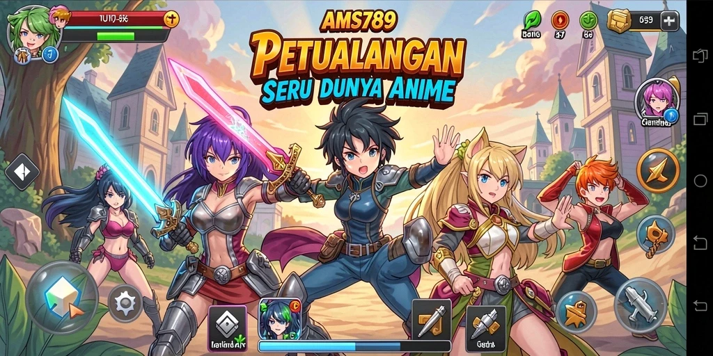 Tangkapan layar menampilkan aksi seru dalam game Anime AMS789.