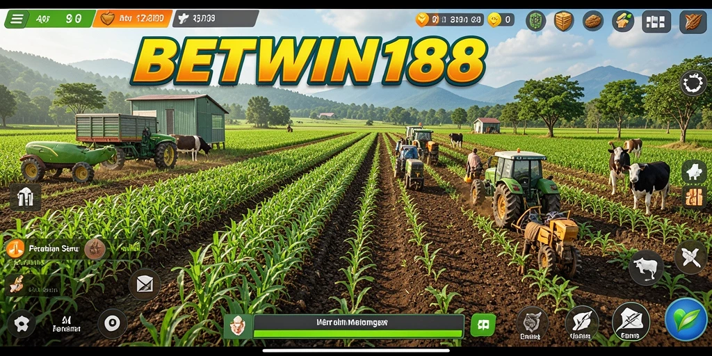 Screenshot BETWIN188 menunjukkan pemain sedang bertani dan merawat tanaman.