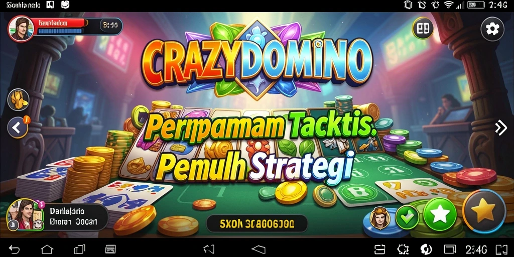 Tampilan aksi seru dalam permainan CRAZYDOMINO dengan taktik yang intens.