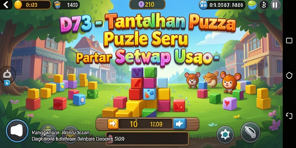 Grafis menawan dari gameplay D73 yang menantang teka-teki.