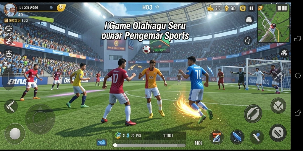 Gameplay intens dalam pertandingan olahraga yang menegangkan.