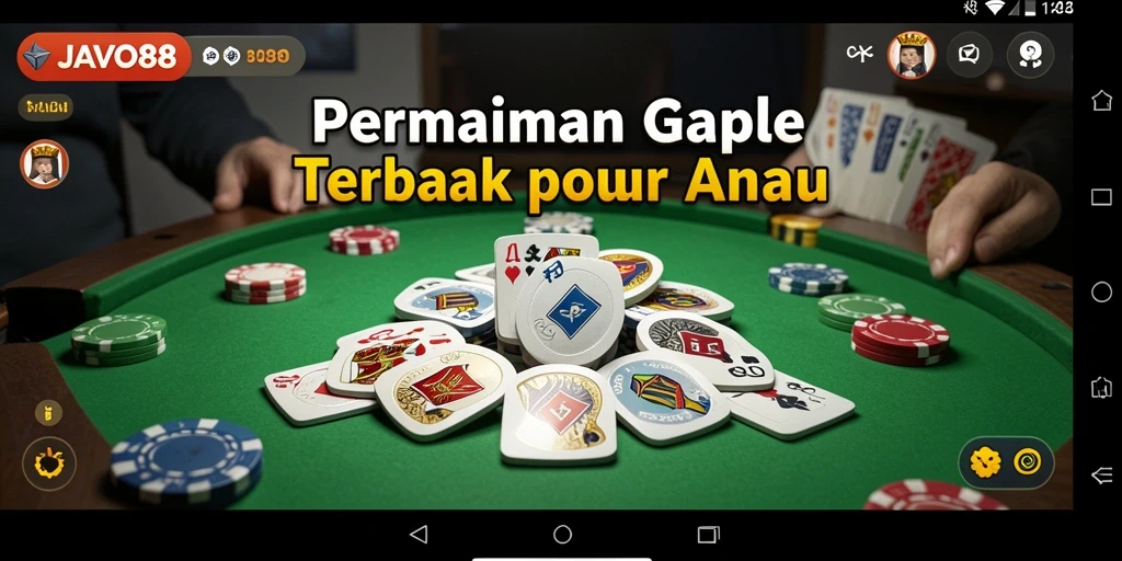 Screenshot utama JAVO88 menampilkan suasana bermain Gaple yang seru.