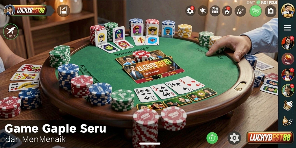 Screenshot gameplay LUCKYBEST88 yang menampilkan momen seru dalam permainan Gaple.
