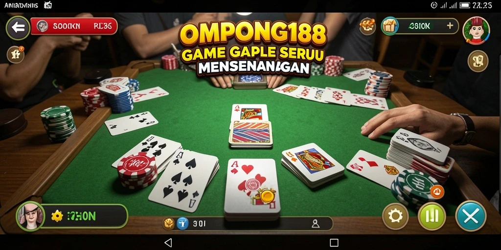 Tampilan gameplay seru OMPONG188 dalam permainan Gaple.