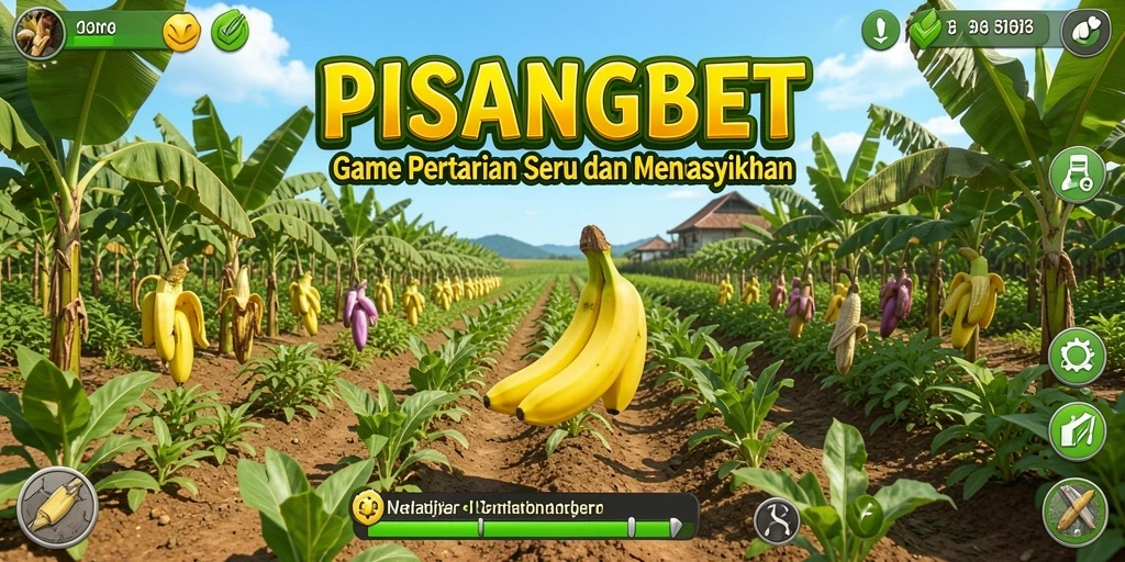 Tangkapan layar gameplay PISANGBET menampilkan ladang yang subur dan tanaman yang beragam.