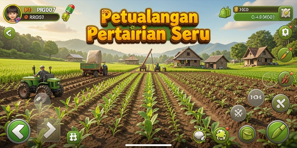 Tampilan gameplay PRG007 dengan suasana pertanian yang indah.