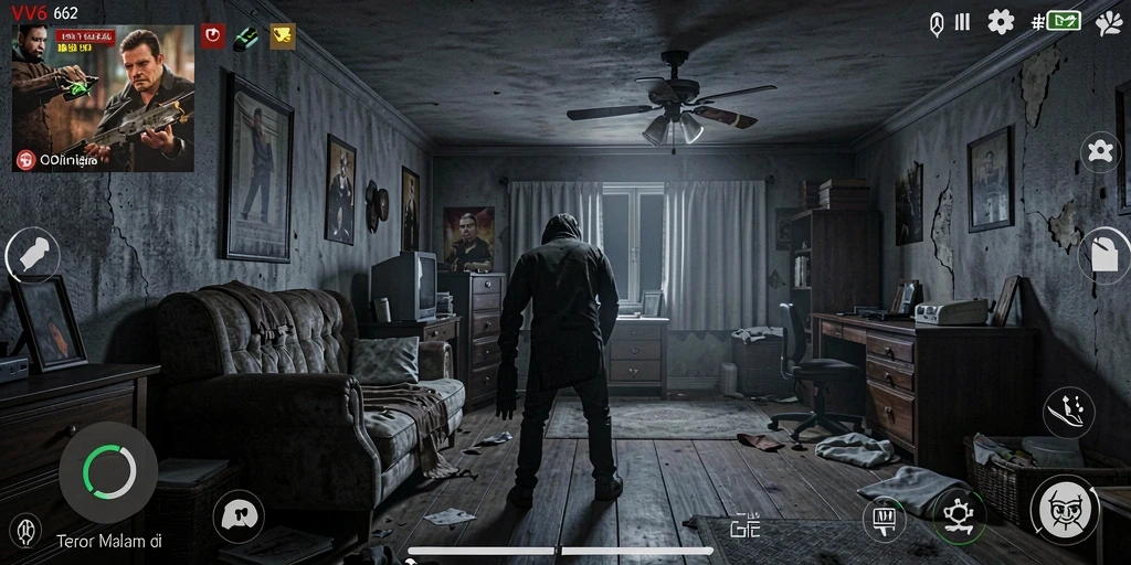 Screenshot menunjukkan suasana mencekam dari game VV62.